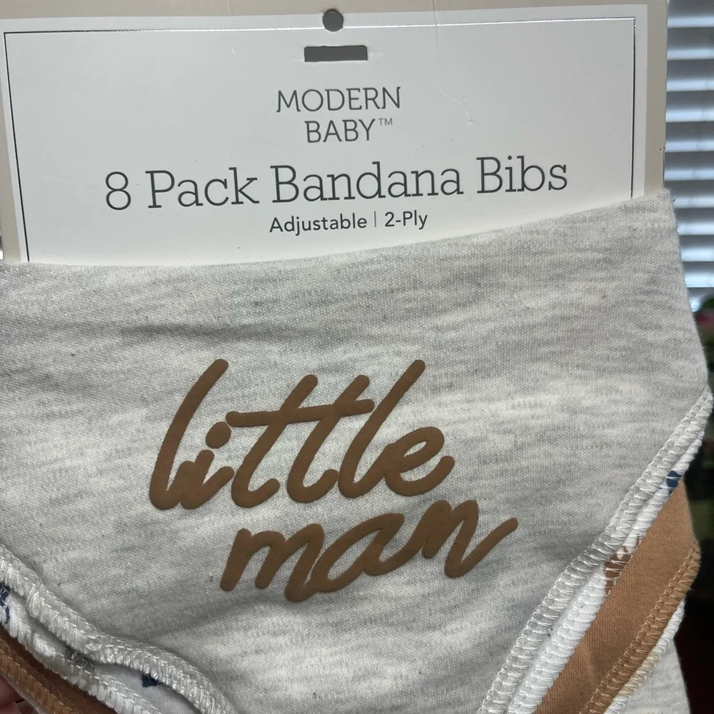 modern baby 8 pack of little man theme bandana bibs for baby NWT